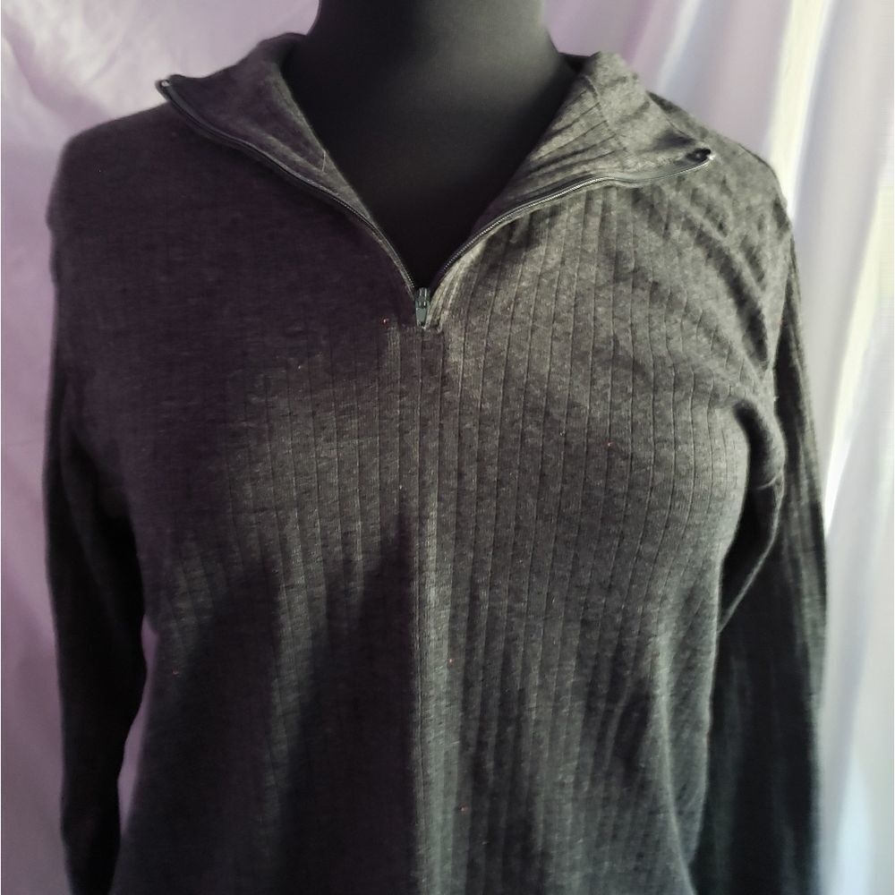Gray Half Zip Collared Sweater Medium Nwot - image 2